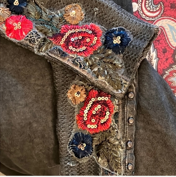 NWT Steampunk Wearable Art Metalic  Golden Embroidery Velvet Long Coat - Picture 9 of 16